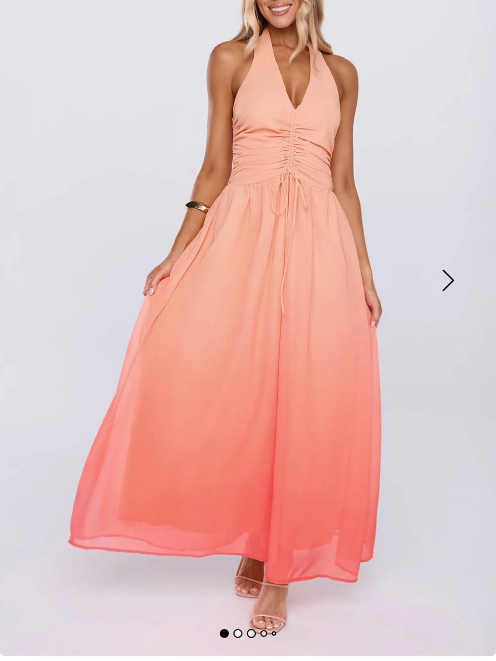 Hello Molly Halter Ombre Midi Dress in Coral Peach
